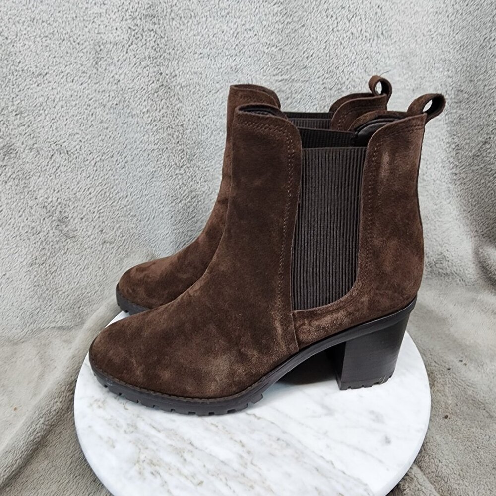 Eva & Zoe Shoes Womens 10 Brown Leather Chealsea Ankle Boots *GUC*